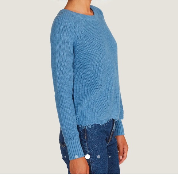 Autumn Cahmere distressed scallop shaker sweater in blue size Xs 100%cotton - Picture 3 of 10